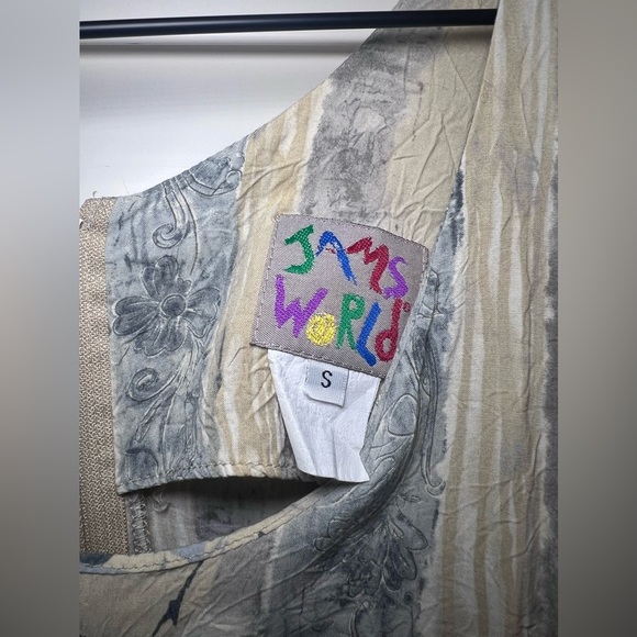 Jams World Antique Flowers on White Sleeveless Dress Vintage Small - Picture 6 of 11